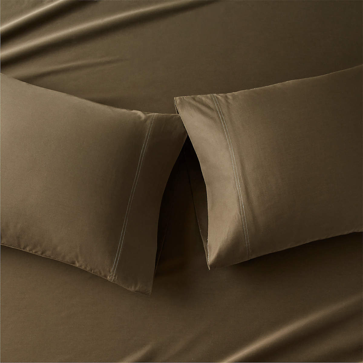 Organic Cotton Sateen 520 Thread Count Dark Green King Pillowcases Set