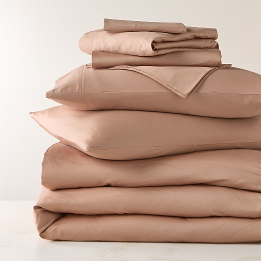 Classic Organic Cotton Sateen 520 Thread Count Dark Taupe Bedding Set