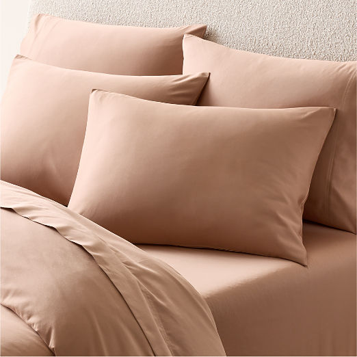 Classic Organic Cotton Sateen 520 Thread Count Dark Taupe King Pillow Shams Set of 2