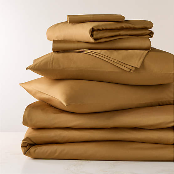 Classic Organic Cotton Sateen 520 Thread Count Smoked Amber Full/Queen Bedding Set