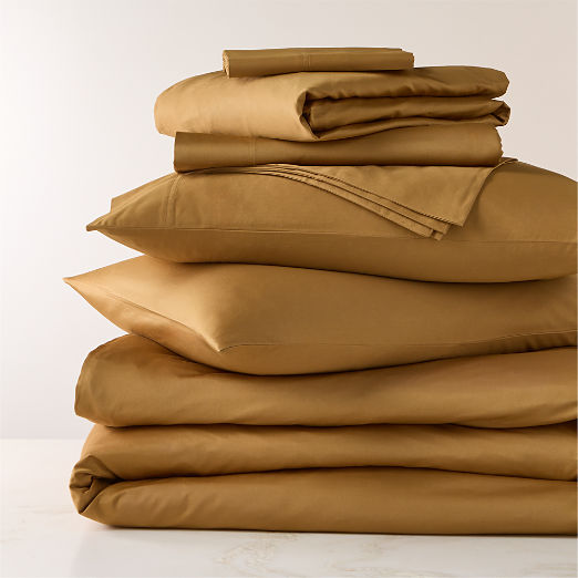 Classic Organic Cotton Sateen 520 Thread Count Smoked Amber Bedding Set