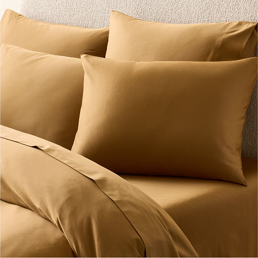 Classic Organic Cotton Sateen 520 Thread Count Smoked Amber Pillow Shams Set of 2