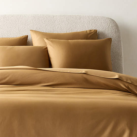 Organic Cotton Sateen 520 Thread Count Smoked Amber Full/Queen Duvet Cover