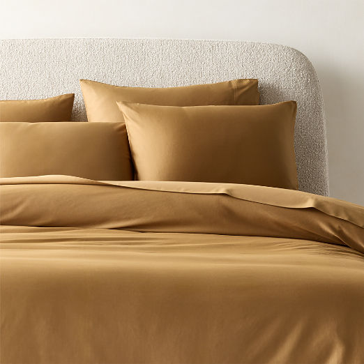 Organic Cotton Sateen 520 Thread Count Smoked Amber Duvet Cover