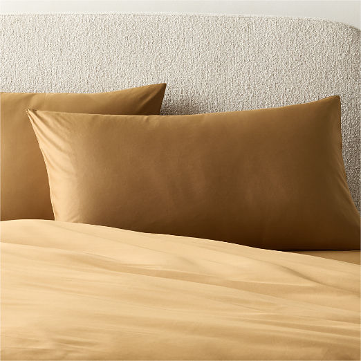 Classic Organic Cotton Sateen 520 Thread Count Smoked Amber King Pillow Shams Set of 2