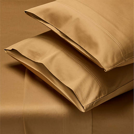 Classic Organic Cotton Sateen 520 Thread Count Smoked Amber Queen Sheet Set