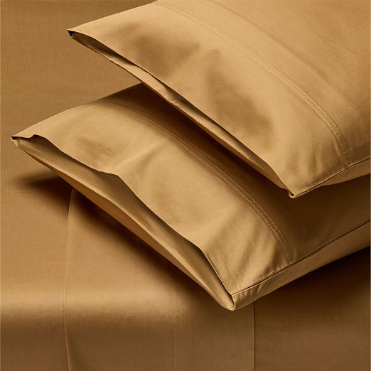 Classic Organic Cotton Sateen 520 Thread Count Smoked Amber Queen Sheet Set