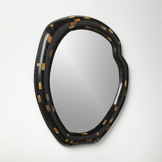 Horn Black Round Wall Mirror 31.75"x36.5"