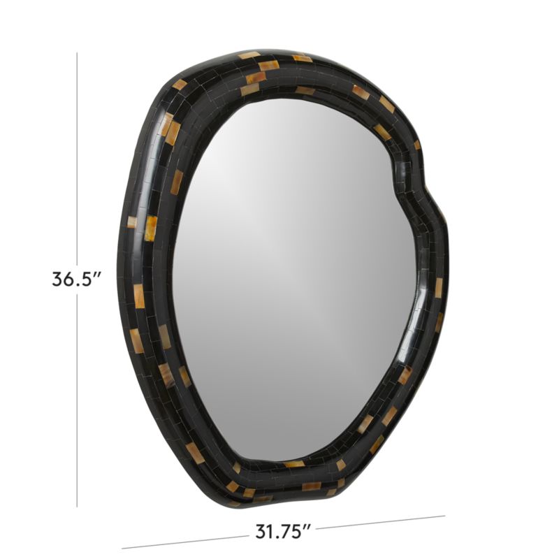 View Horn Black Round Wall Mirror 31.75"x36.5" - image 3 of 8