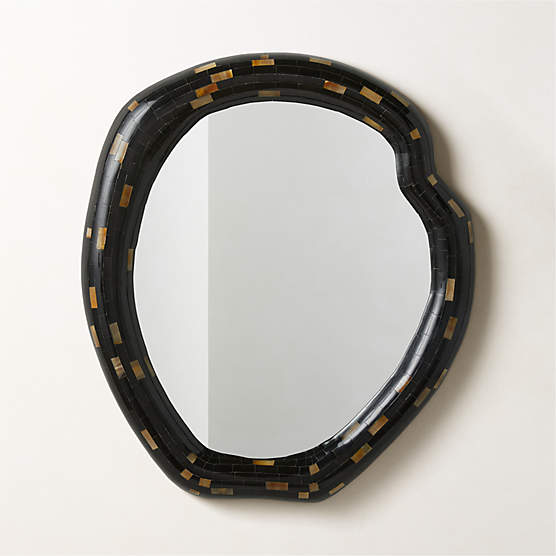 Horn Black Round Wall Mirror 31.75"x36.5"