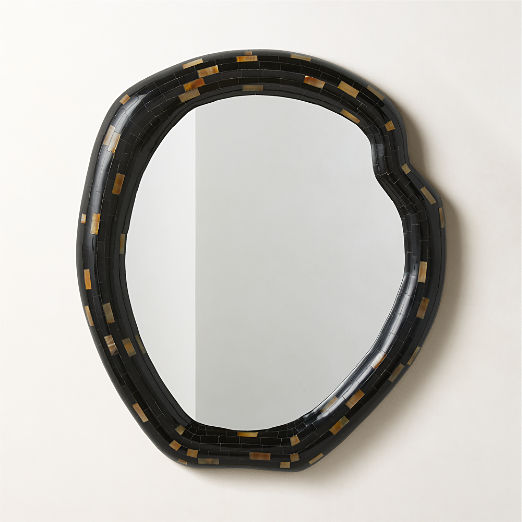 Horn Black Round Wall Mirror 31.75"x36.5"
