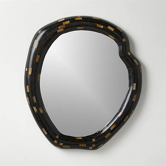 Horn Black Round Wall Mirror 31.75"x36.5"