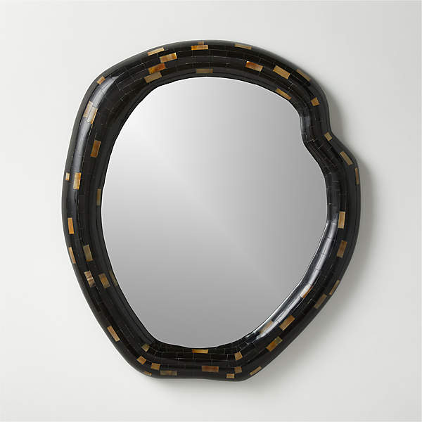 Black round wall shop mirror