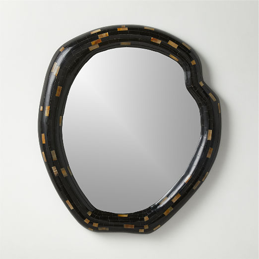 Horn Black Round Wall Mirror 31.75"x36.5"