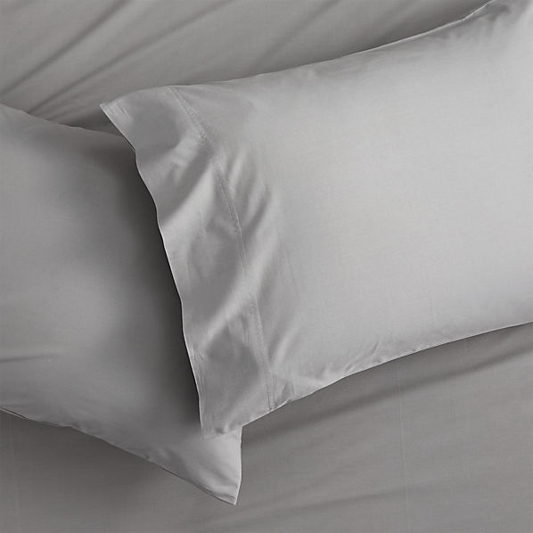 Set Of 2 Standard Organic Cement Percale Pillowcases Reviews Cb2