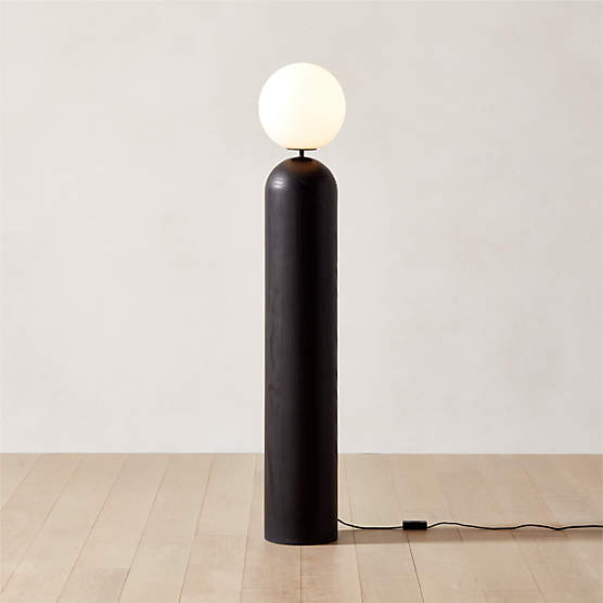 Ori Globe Floor Lamp with Black Wood Base