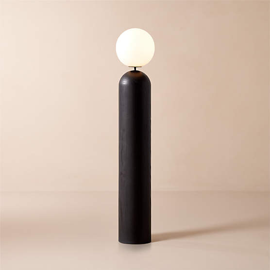 Ori Globe Floor Lamp with Black Wood Base