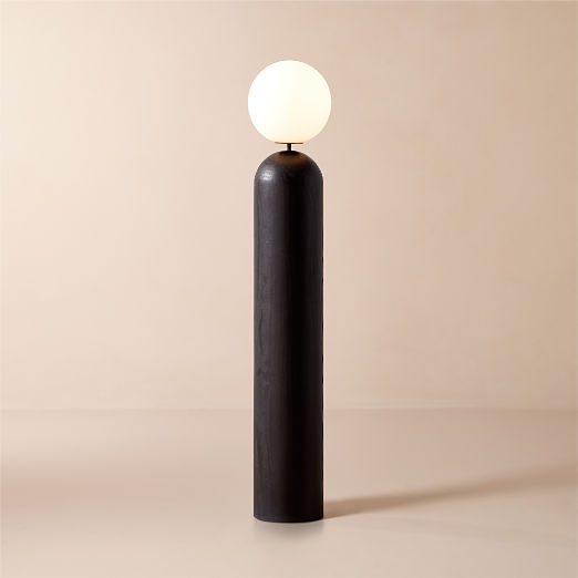Ori Globe Floor Lamp with Black Wood Base