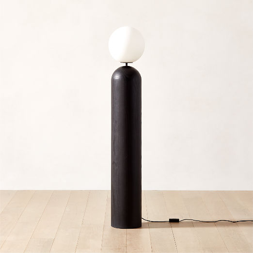 Ori Globe Floor Lamp with Black Wood Base