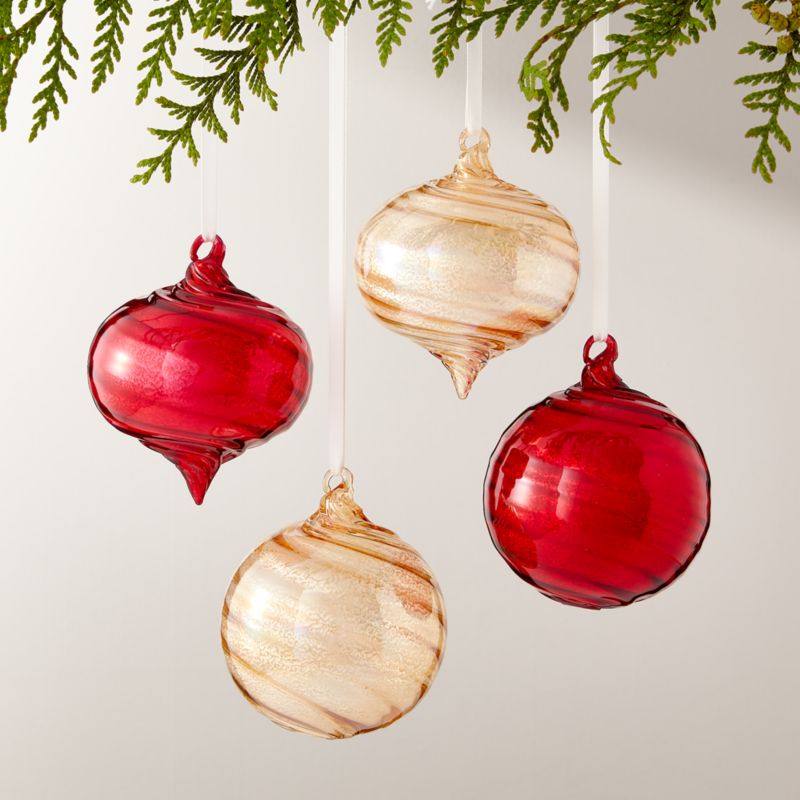 Oria Round and Drop Multicolor Glass Christmas Tree Ornaments Set of 4 - image 0 of 10