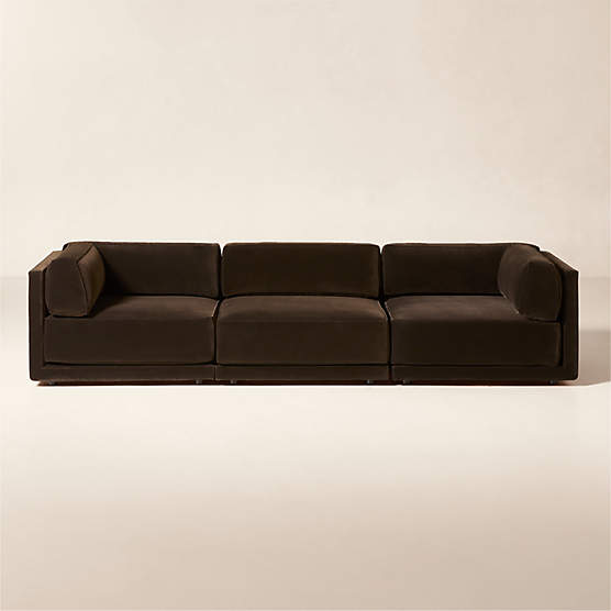 Oriole 3-Piece Dark Brown Performance Velvet Modular Sectional Sofa