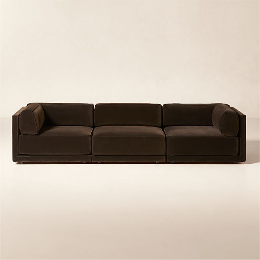 Oriole 3-Piece Dark Brown Performance Velvet Modular Sectional Sofa