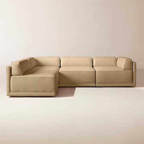 Oriole 4-Piece L-Shaped Leather Modular Sectional Sofa