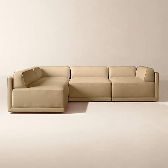 Oriole 4-Piece L-Shaped Leather Modular Sectional Sofa