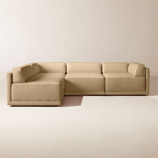 Oriole 4-Piece L-Shaped Leather Modular Sectional Sofa