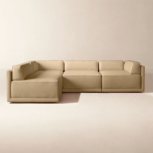 Oriole 4-Piece L-Shaped Leather Modular Sectional Sofa