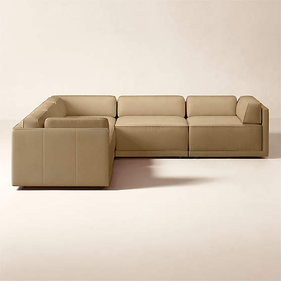 Oriole 5-Piece L-Shaped Leather Modular Sectional Sofa