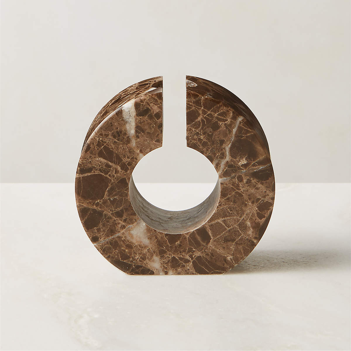 Orla Brown Marble Taper Candle Holder + Reviews CB2