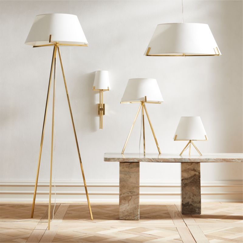 View Ornado Polished Brass Shaded Pendant Light - image 6 of 6