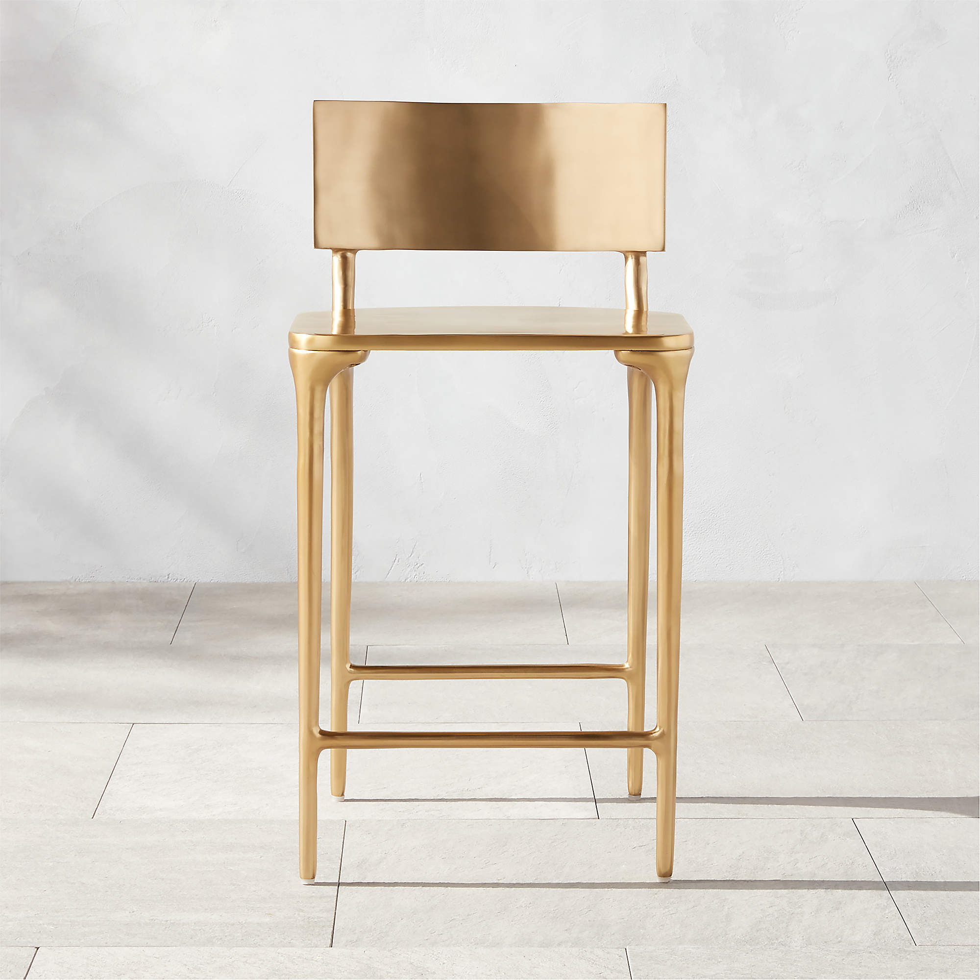 Oro Modern Gold Metal Outdoor Counter Stool + Reviews CB2