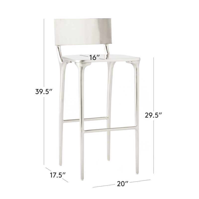 View Oro Polished Silver Bar Stool Set of 4 by Azeeza - image 2 of 8