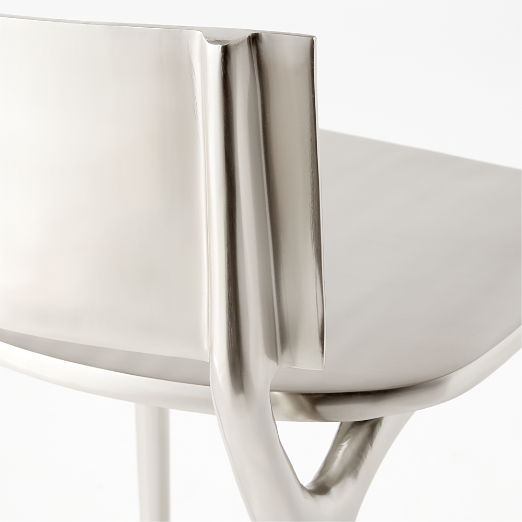Oro Polished Silver Bar Stool