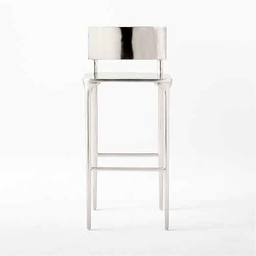 Oro Polished Silver Bar Stool Set of 4