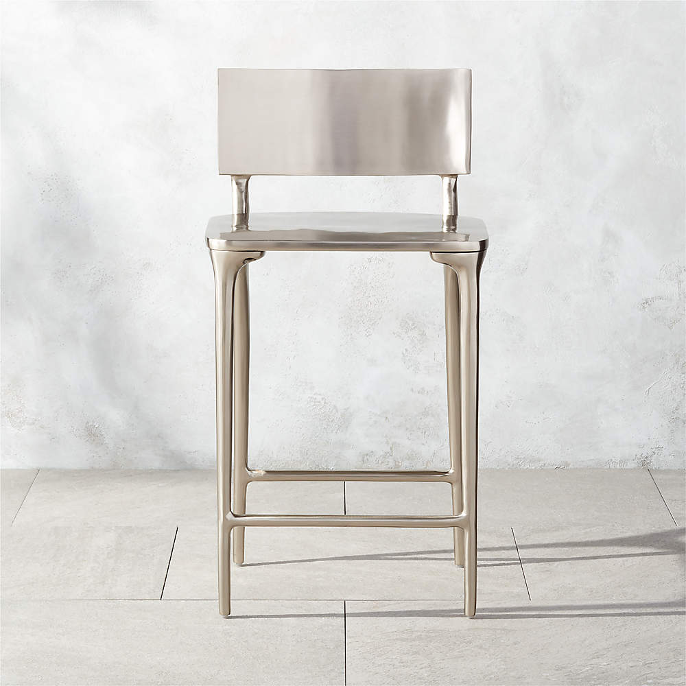 Oro Polished Silver Counter Stool by Azeeza Reviews CB2