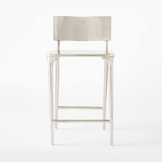Oro Polished Silver Counter Stool Set of 4