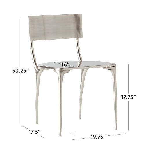 Oro Polished Silver Outdoor Dining Chair