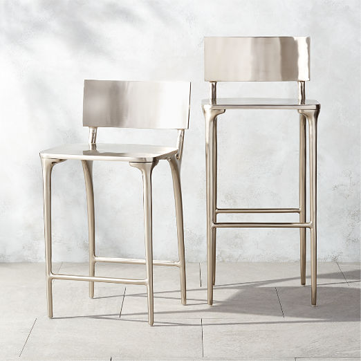 Oro Polished Silver Bar Stools by Azeeza