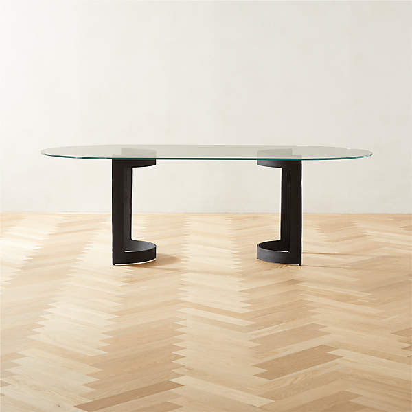 black oval glass dining table