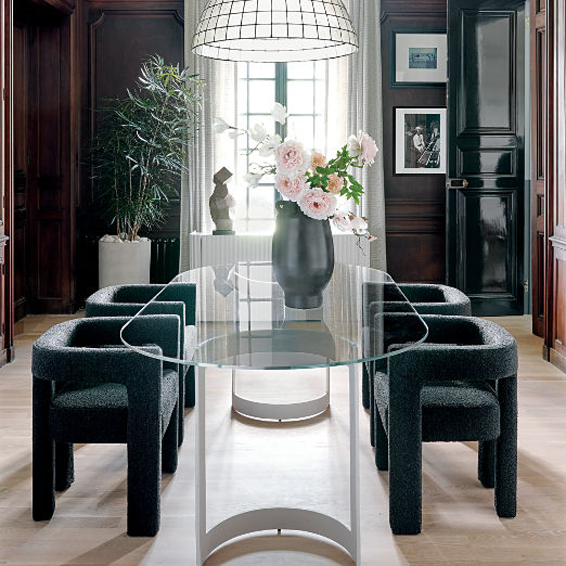 Stature Black Boucle Dining Armchairs Set of 4