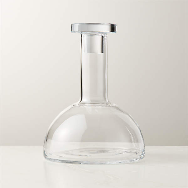 12” Italian Clear Glass Wine Decanter With Lid Made In Italy