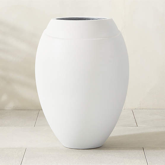 Ortice Round White Indoor/Outdoor Planter Tall