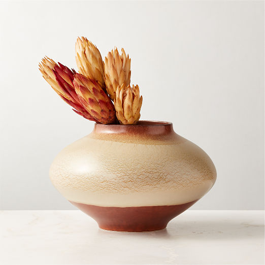 Osimo Round Warm Brown and White Ceramic Vase