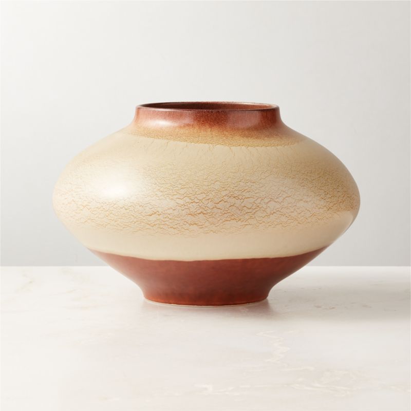 Osimo Round Warm Brown and White Ceramic Vase - image 1 of 12