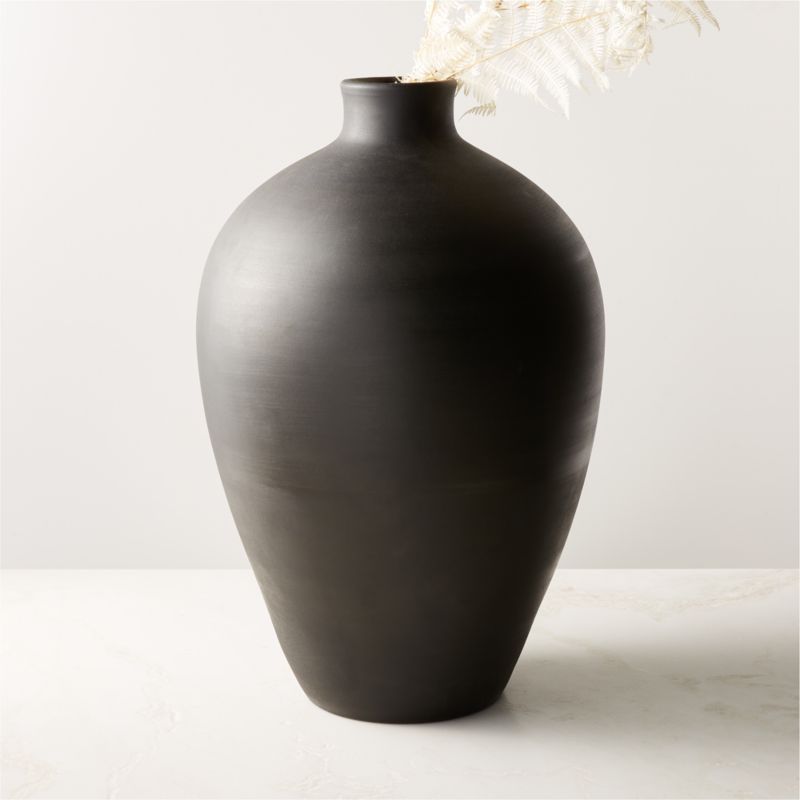 View Osito Round Black Terracotta Floor Vase details