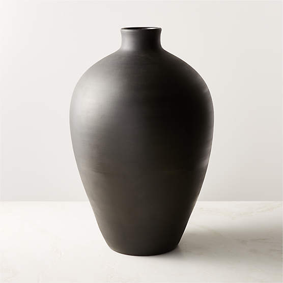 Dionysus Black Terracotta Floor Vase + Reviews | CB2