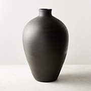 Osito Round Black Terracotta Floor Vase + Reviews | CB2